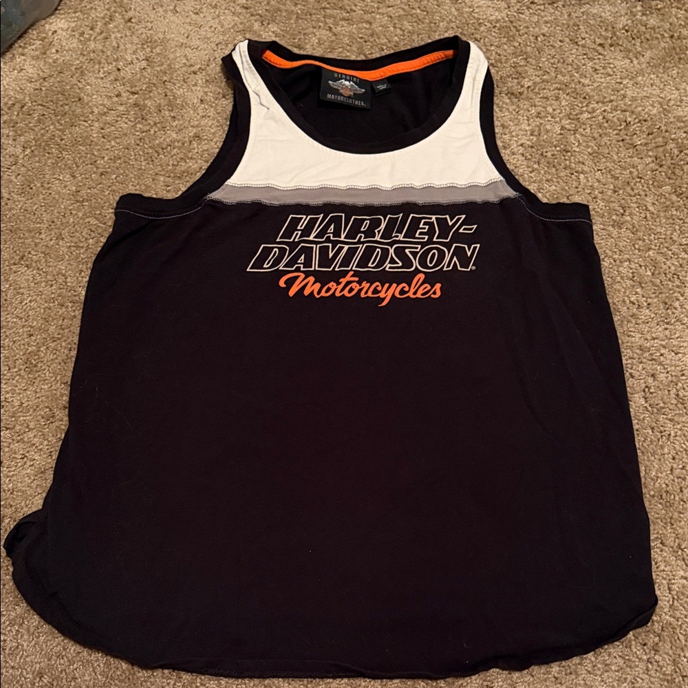 Harley-Davidson Black and White Tank Top 🧡